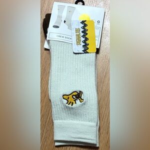 Bioworld Peanuts Snoopy Cream and Brown Crew Socks | Shoe Size 6.5-12.5 | NWT